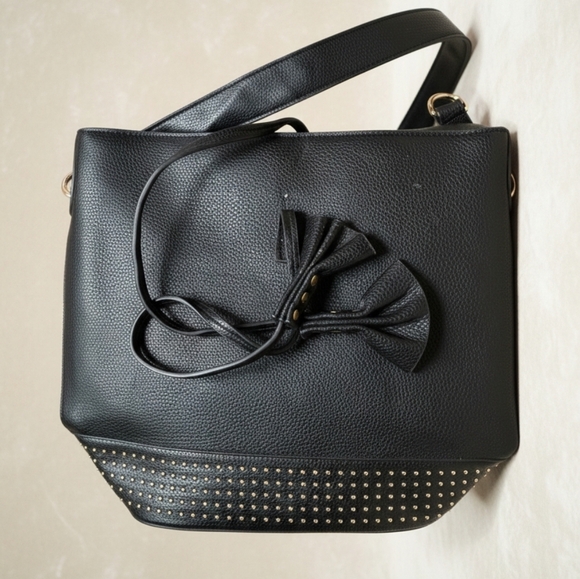 Handbags - Elegant Black Studded Women's Bag